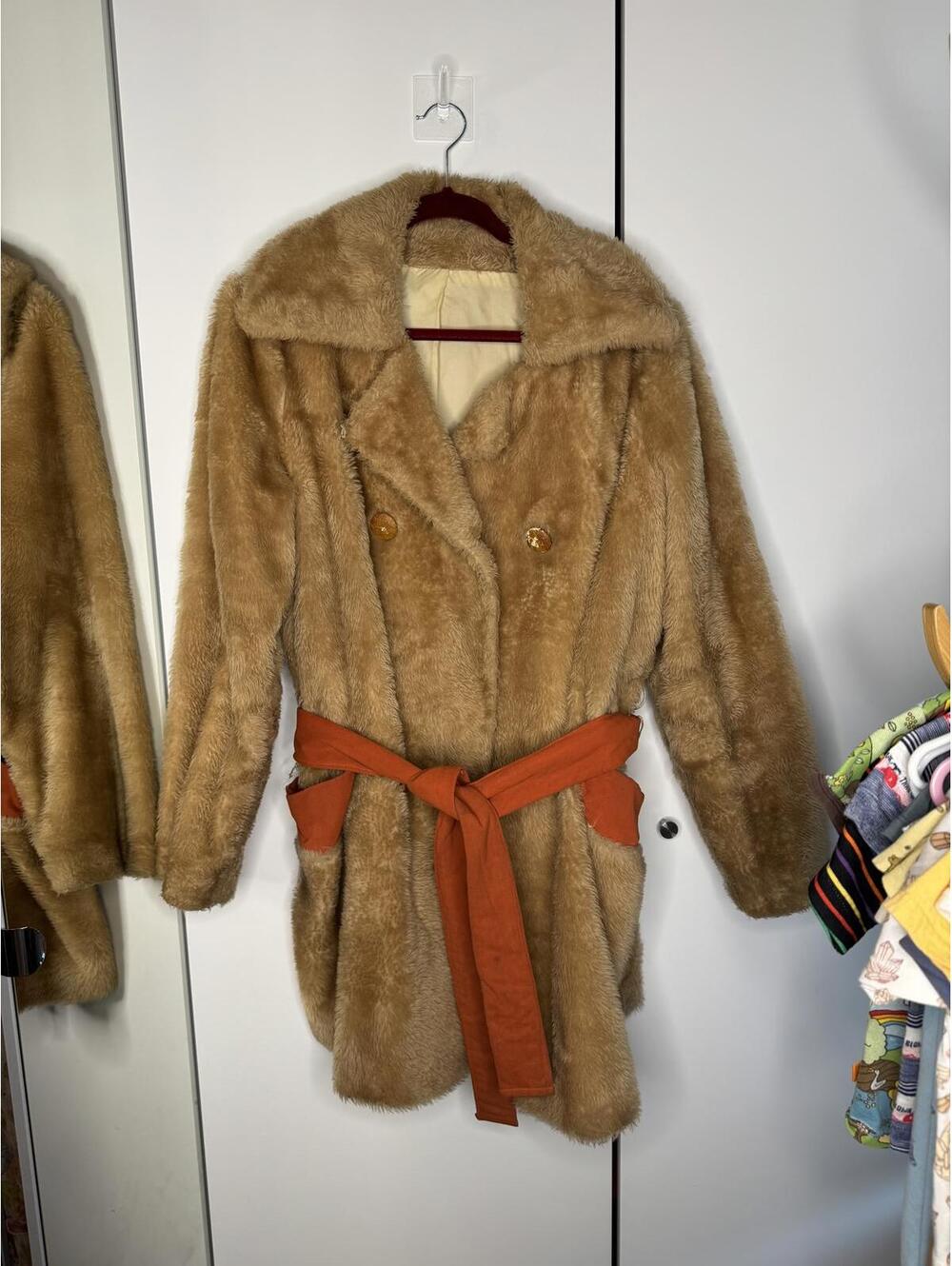 Vintage Anthony's Teddy Bear Faux Fur Jacket with Belt